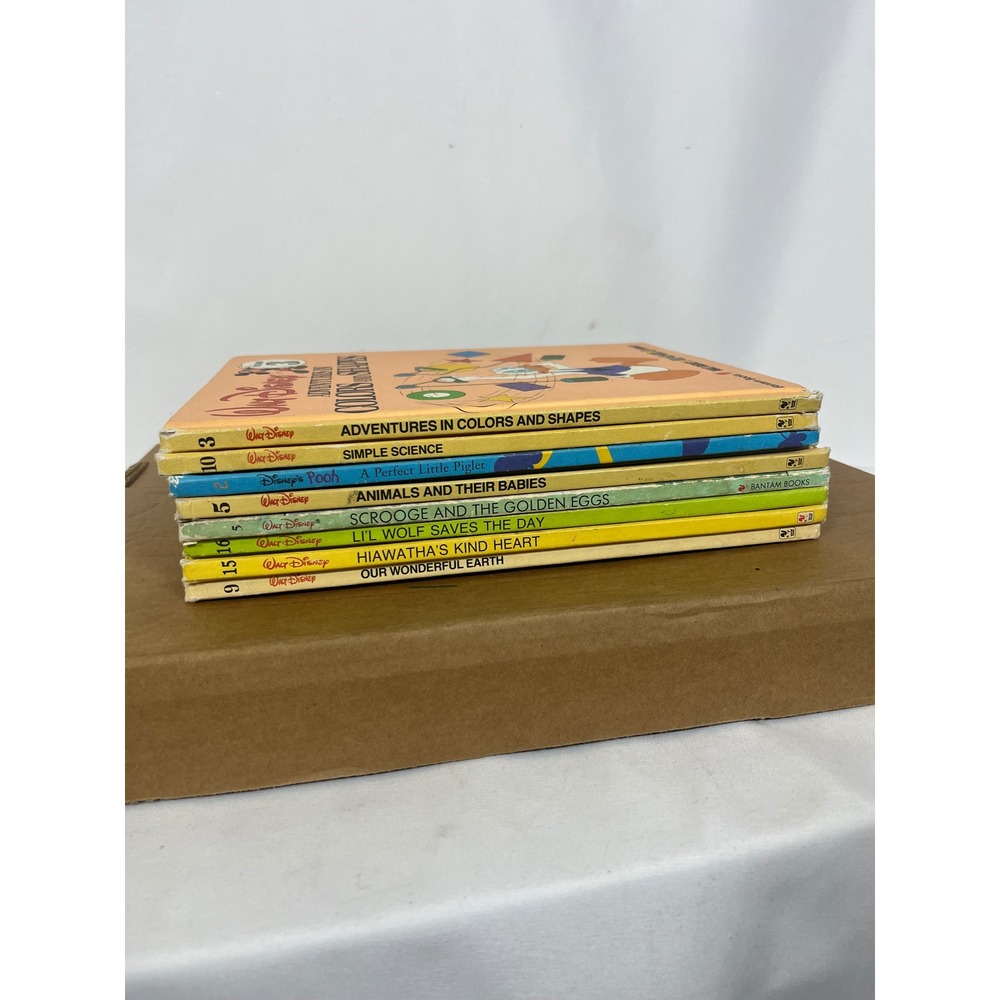 Vintage Walt Disney Fun-To-Learn‎ Library Book Lot Mickey Pooh Bantam 8 Books